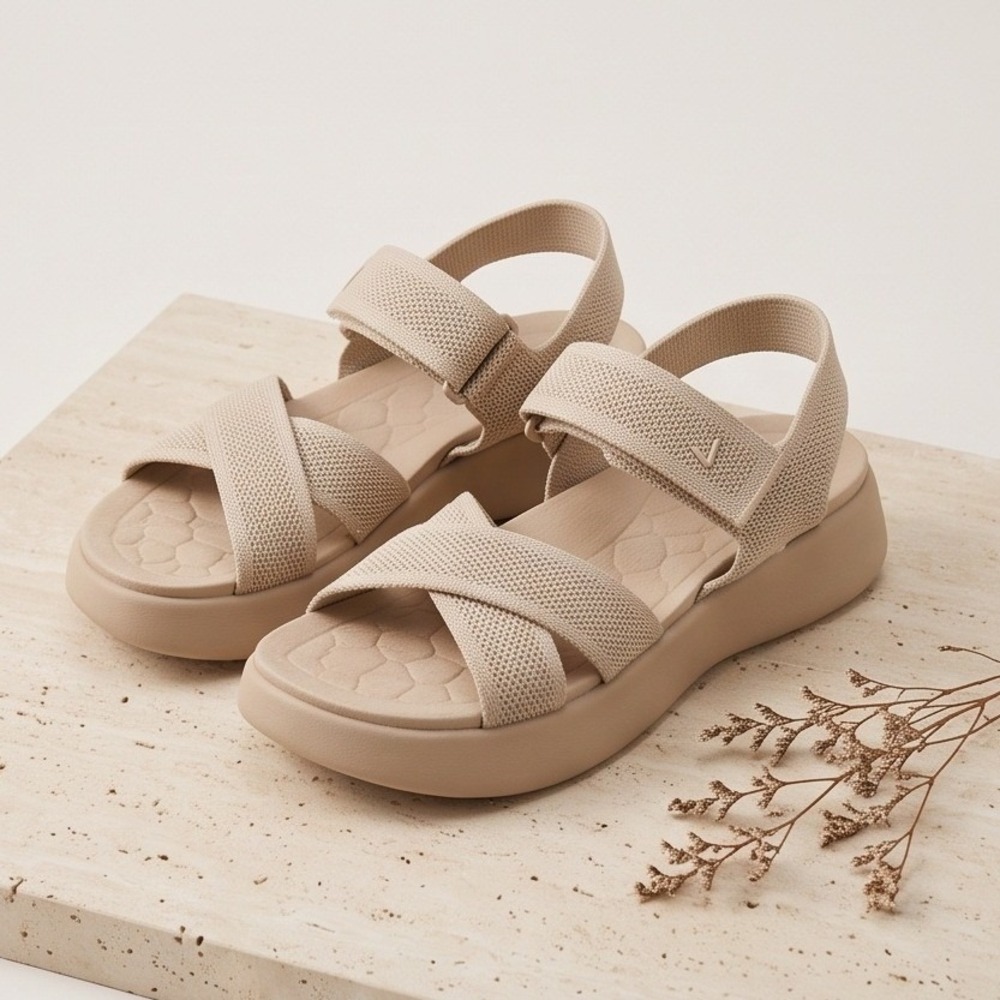 VIVAIA Margot EU 39/ US 9-9.5 Platform Sandals‎ Beige Knit Strappy Comfort Shoes